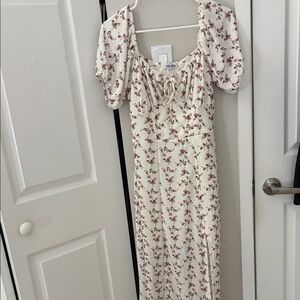 Mimi Chica Cream Maxi Dress with Red Floral Print